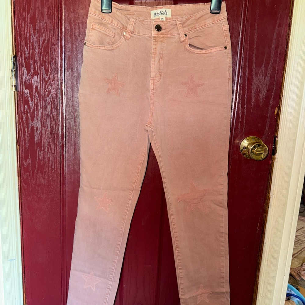 Listicle Pink Star-Accent Skinny Jeans